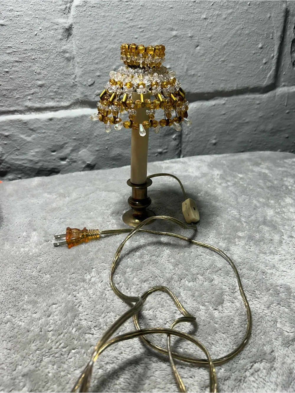 Amber Beaded Mini Table Lamp - Elegant Accent Lighting